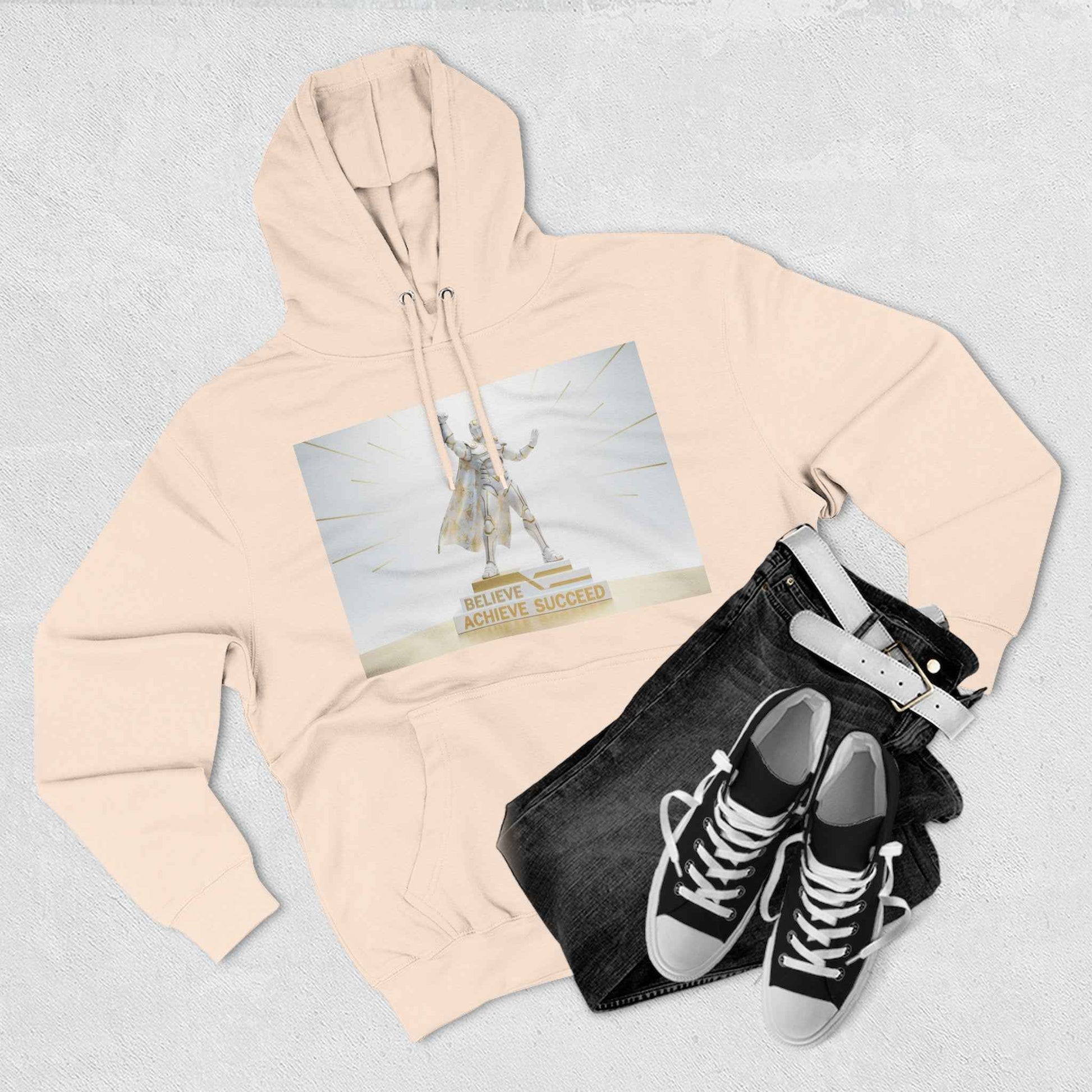 Believe in Success Hoodie — Motivational Angel Graphic Fleece Pullover
