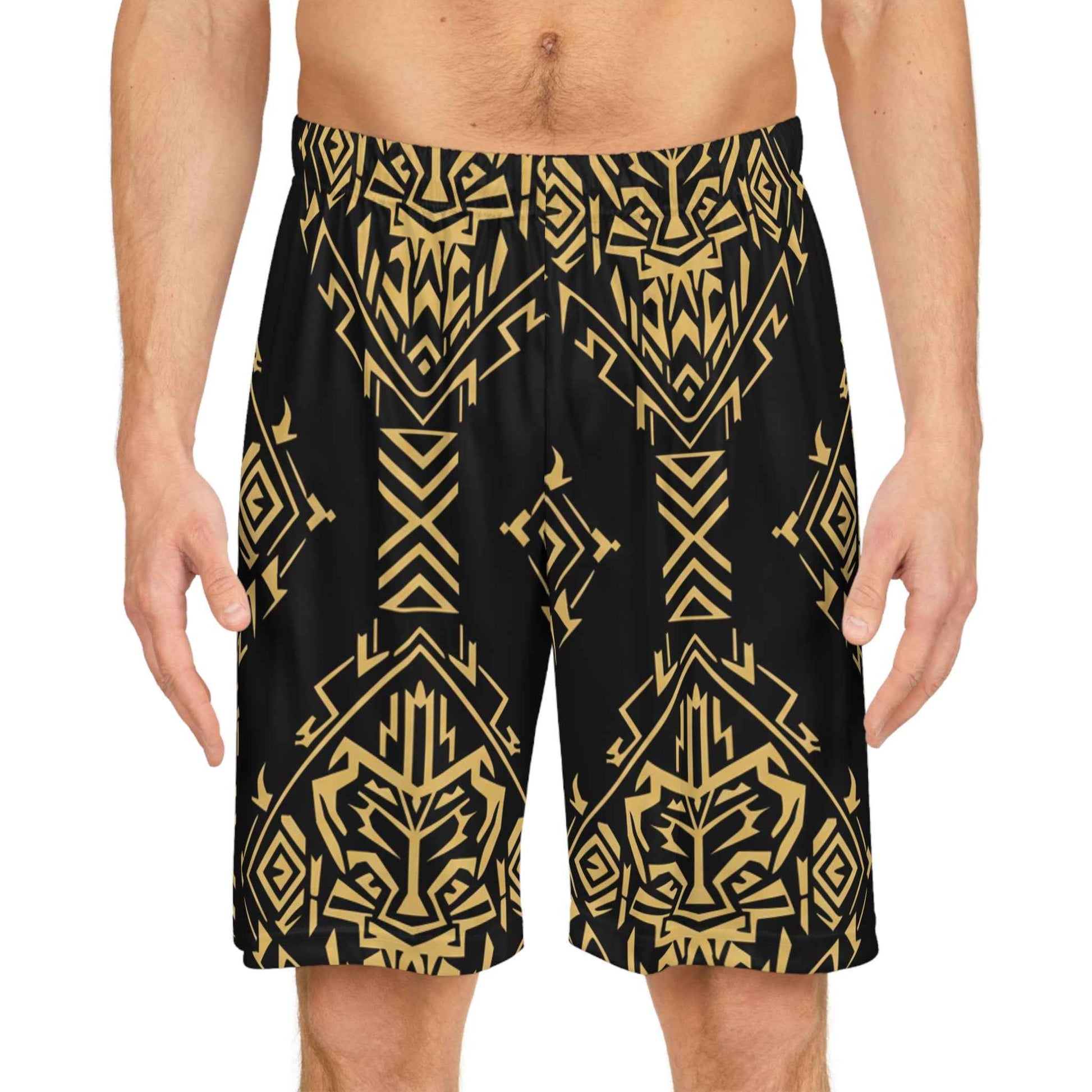Basketball Shorts — Gold Tribal Lion AOP Athletic Shorts