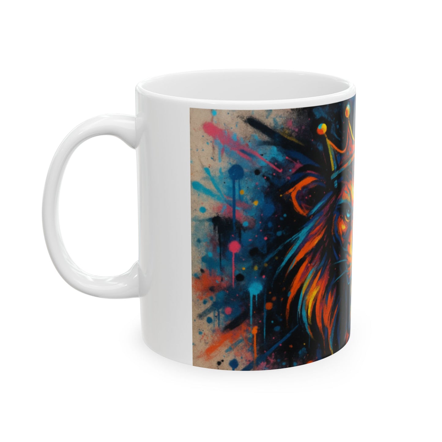 Majestic Lion Ceramic Mug | Animal Lover Coffee Cup, Gift for Him, Vibrant Art Mug, Home & Kitchen, Birthday Gift  Digital Art