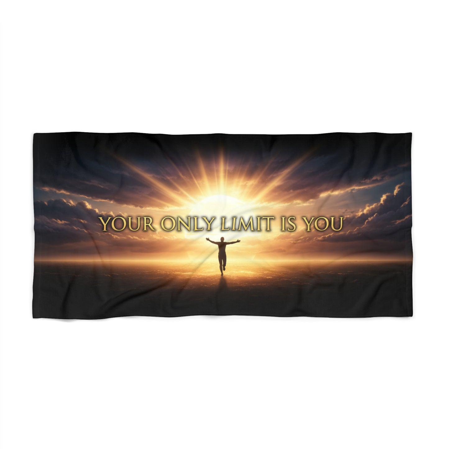 Inspirational Beach Towel — "Your Only Limit Is You" Sunrise Motivational Design