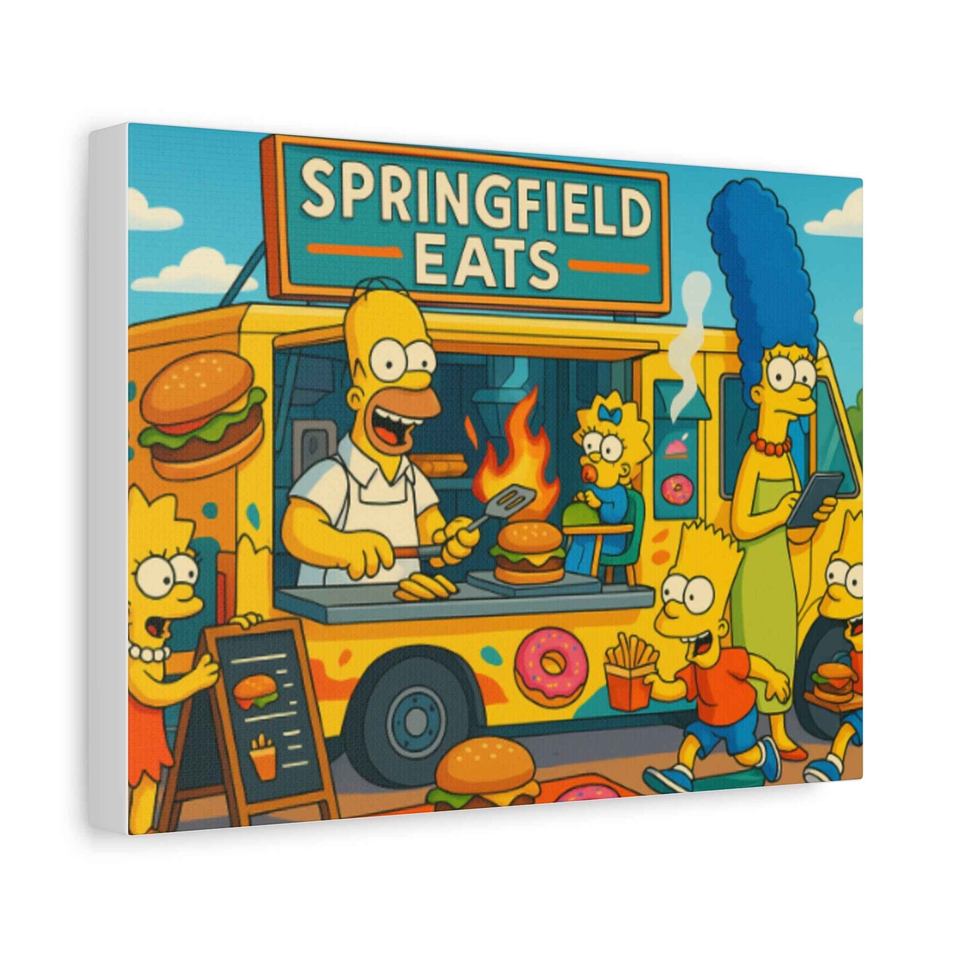 Simpsons Food Truck Canvas Wall Art, Fun Family Decor, Gift for Simpsons Fans, Kids Room Wall Art, Unique Home Decoration