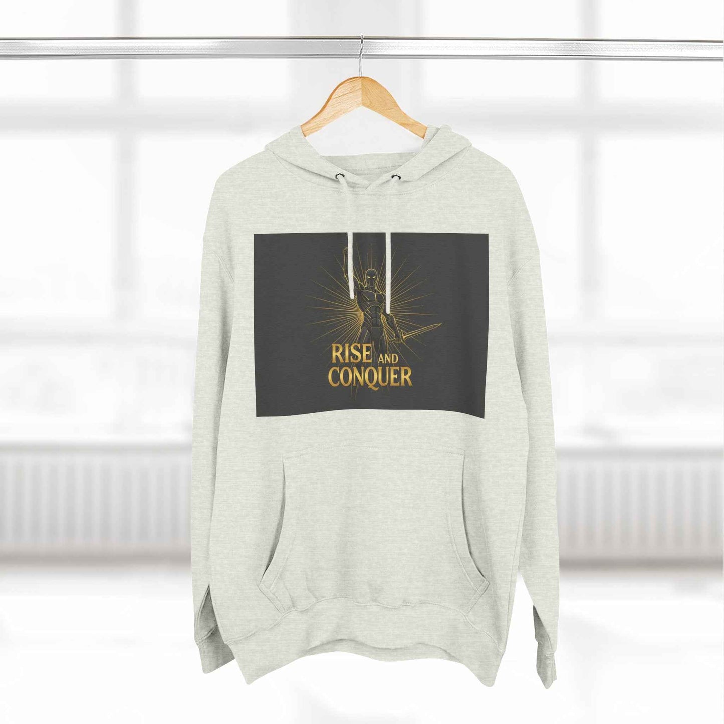 Rise and Conquer Hoodie — Motivational Graphic Fleece Pullover