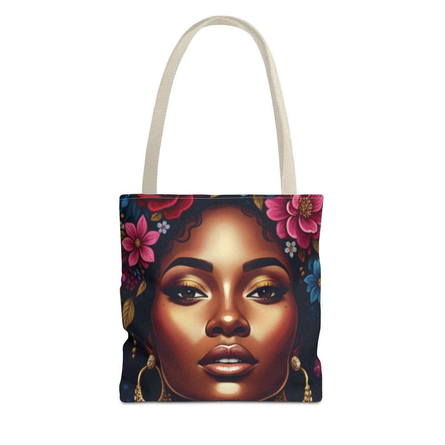 Afro Goddess Floral Tote Bag — Vibrant All-Over Print Shoulder Tote