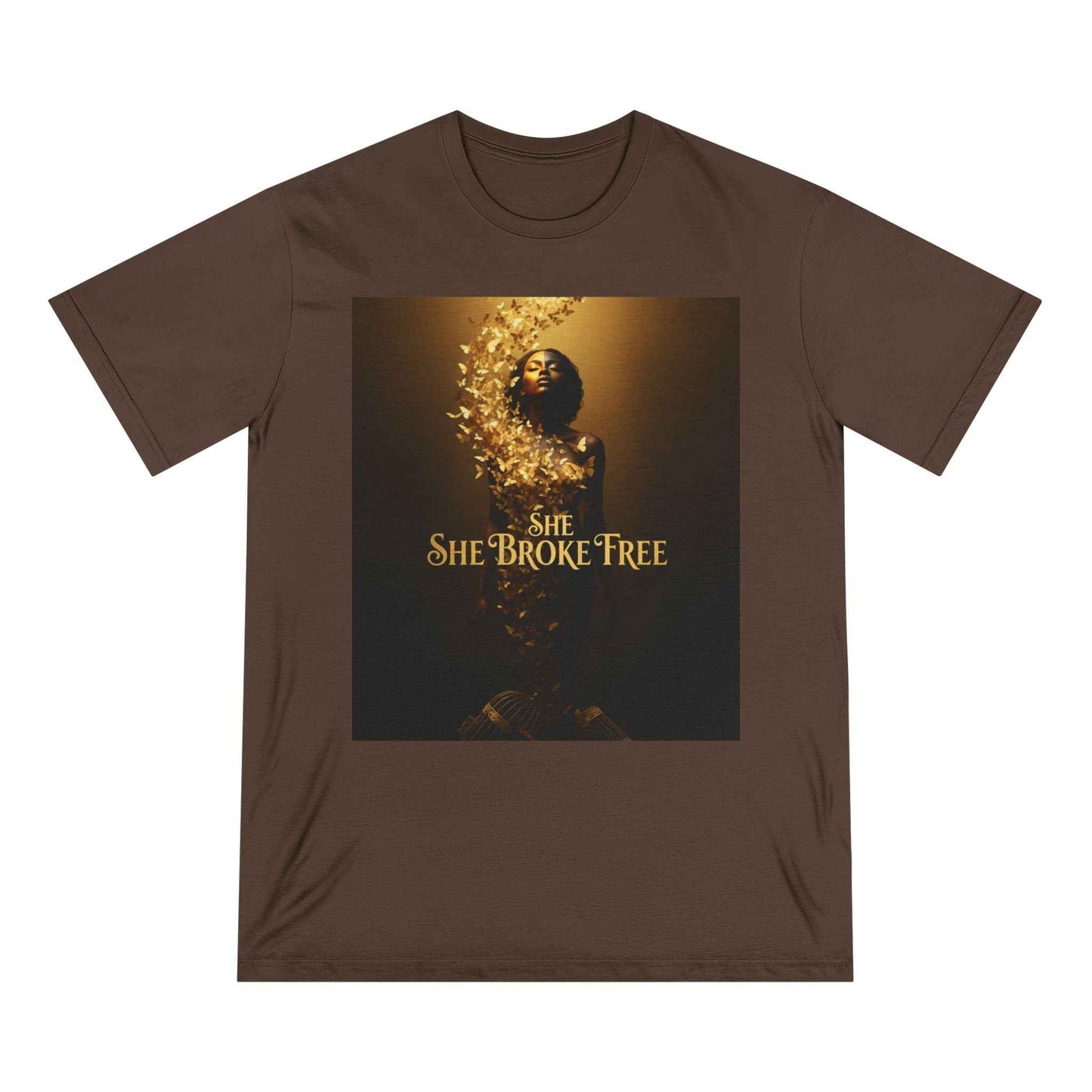 She Broke Free Graphic T‑Shirt — Empowerment Art Tee