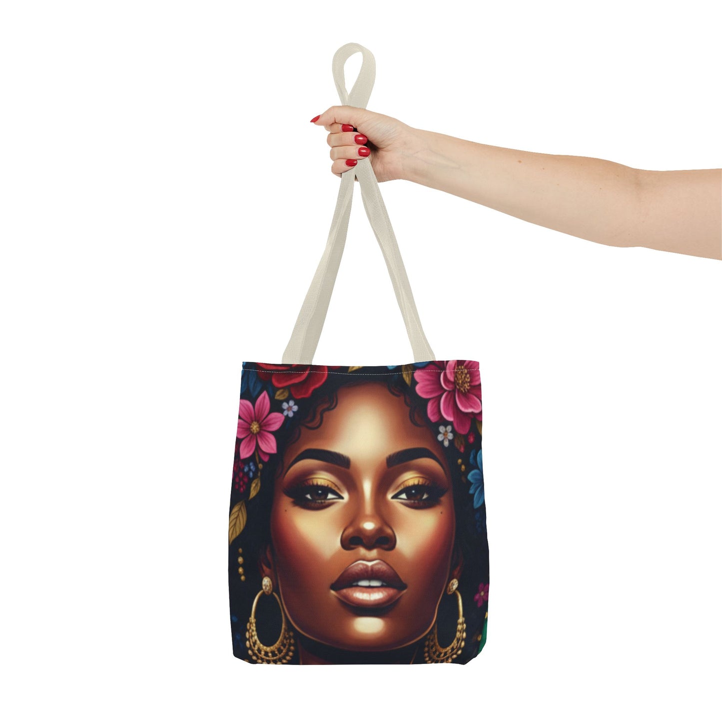 Afro Goddess Floral Tote Bag — Vibrant All-Over Print Shoulder Tote