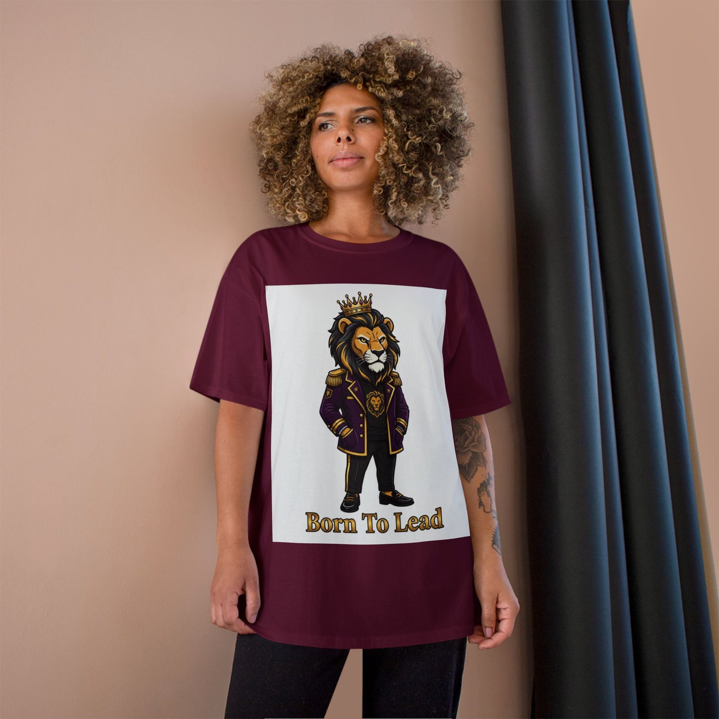 Born To Lead Lion T-Shirt — Regal Crowned Lion Graphic Tee