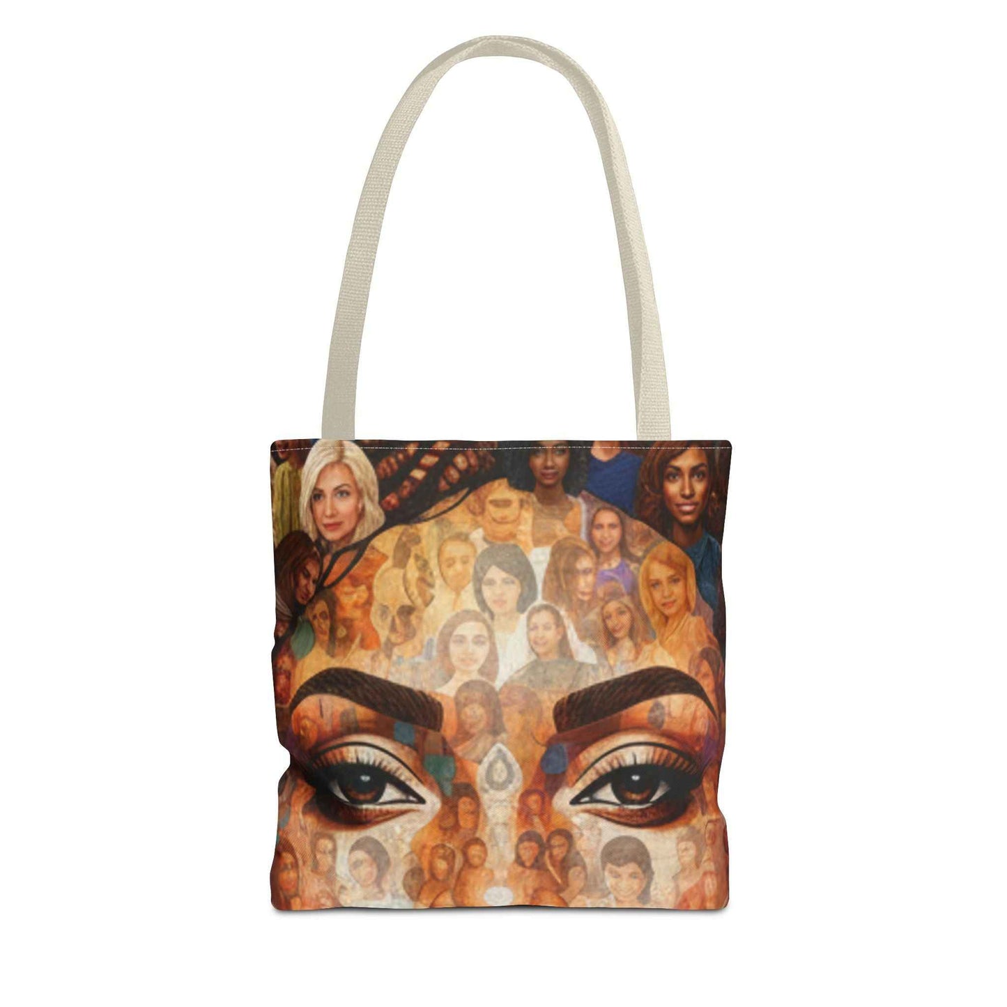Portrait Mosaic Tote Bag — Bold Eye & Face Collage All-Over Print
