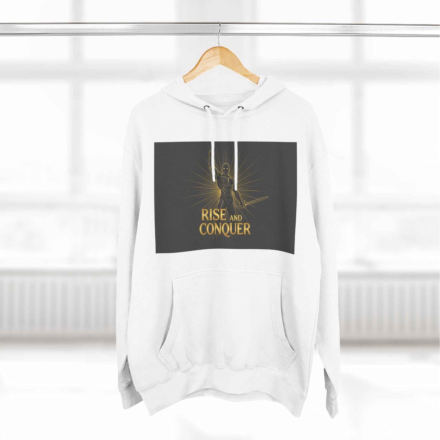 Rise and Conquer Hoodie — Motivational Graphic Fleece Pullover