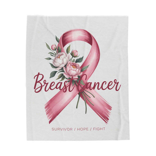 Breast Cancer Awareness Plush Blanket - Survivor, Hope, Fight
