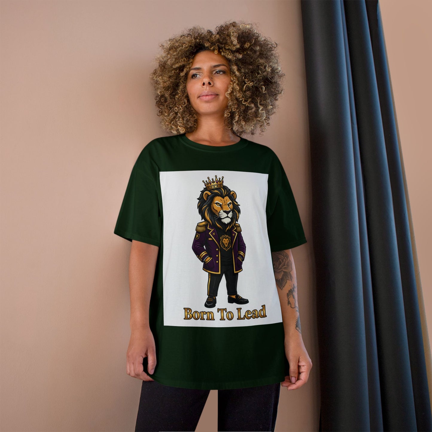 Born To Lead Lion T-Shirt — Regal Crowned Lion Graphic Tee