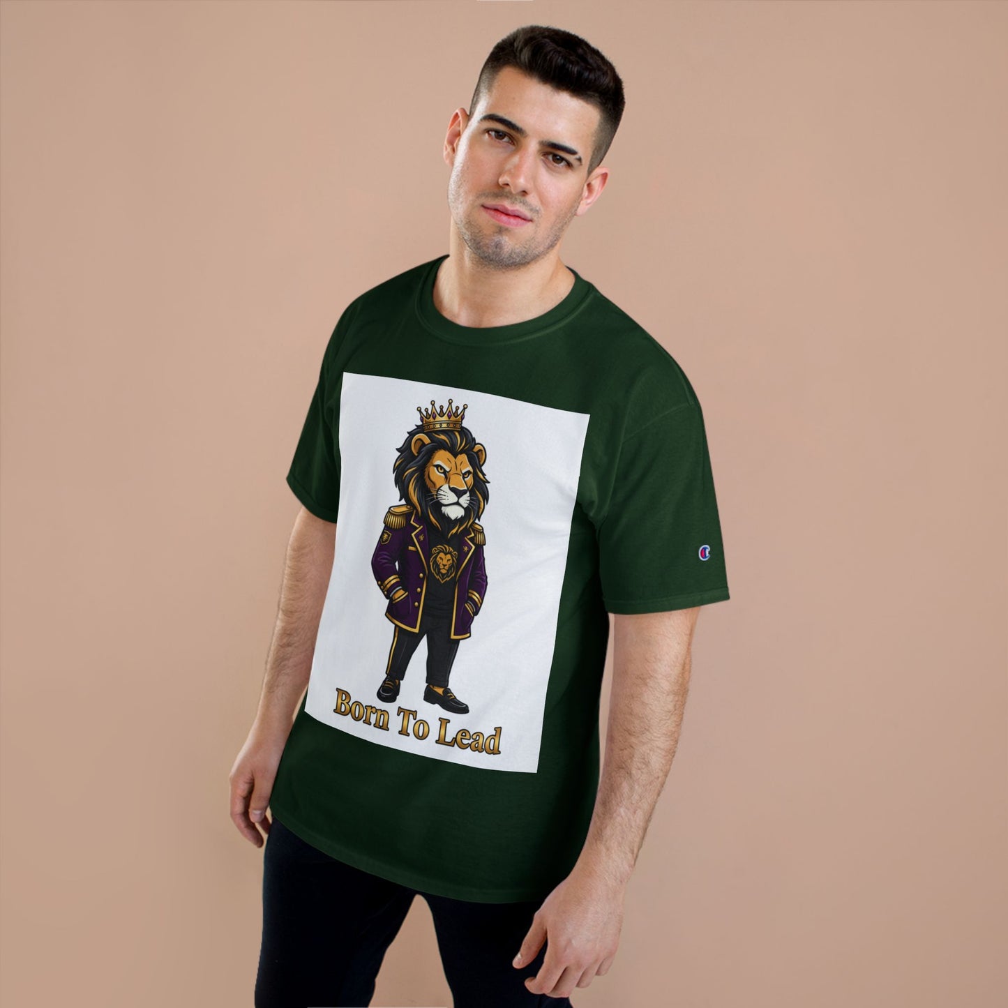 Born To Lead Lion T-Shirt — Regal Crowned Lion Graphic Tee
