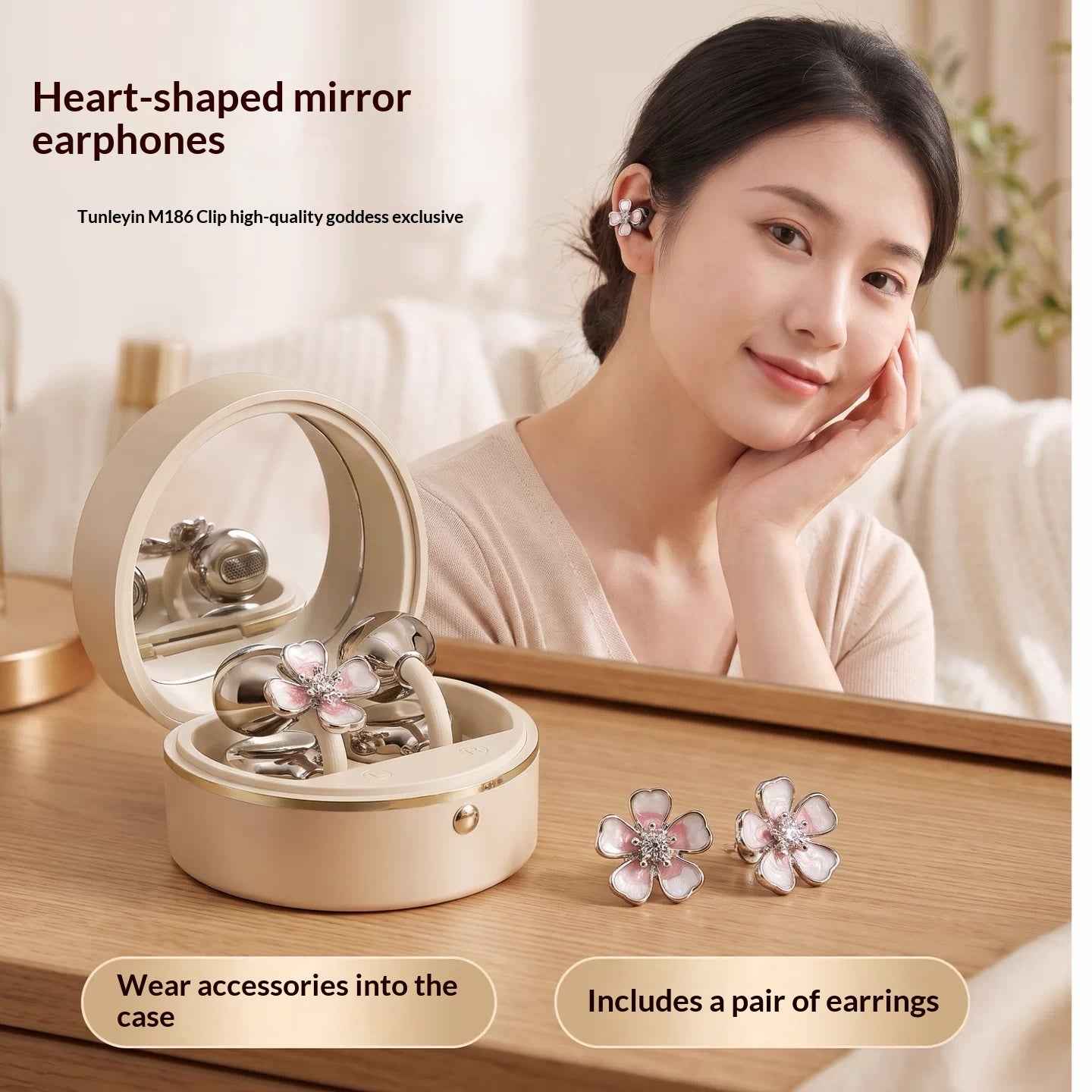 Heart-shaped Mirror-style High-quality In-ear Bluetooth Headphones
