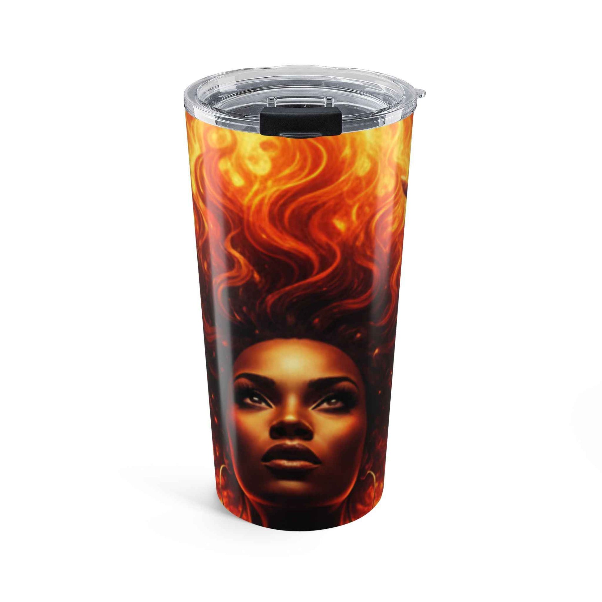 20oz Tumbler — Fiery Afro Goddess Stainless Steel Travel Cup