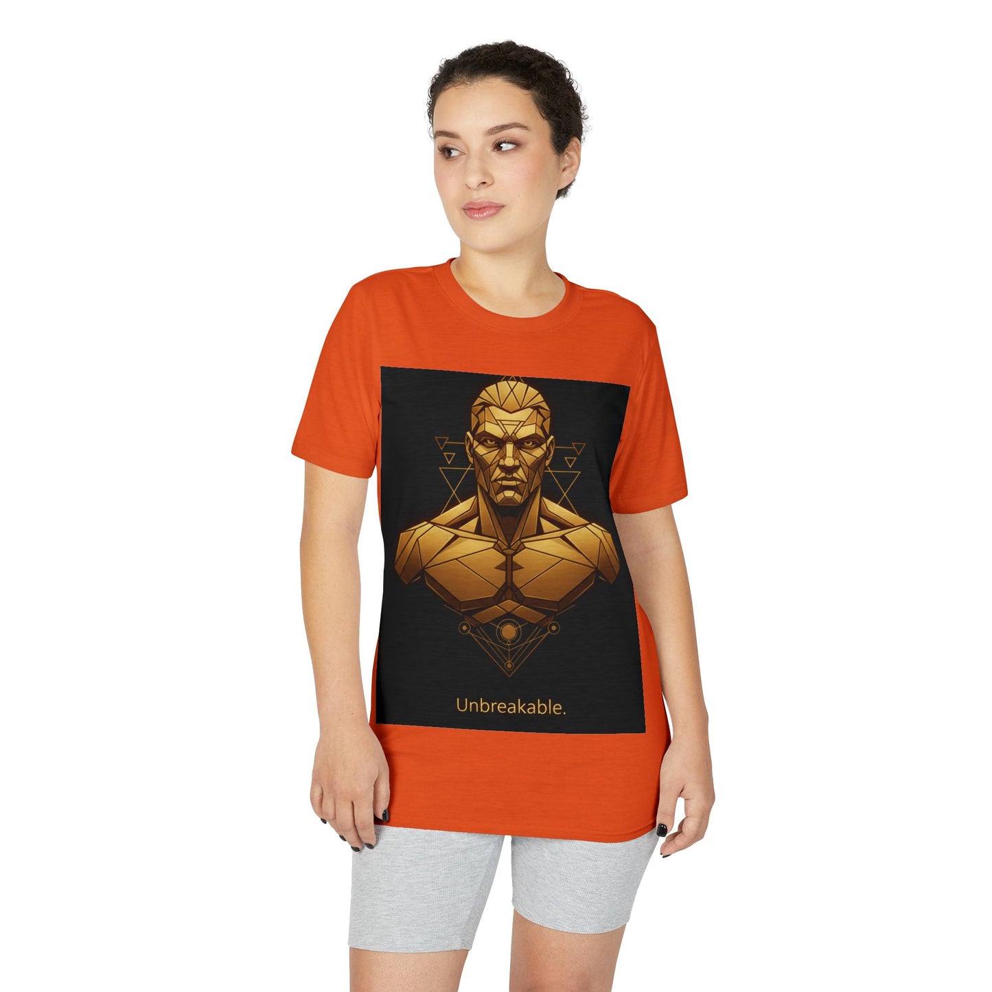 Unbreakable Geometric Warrior T-Shirt — Bold Gold Bust Graphic