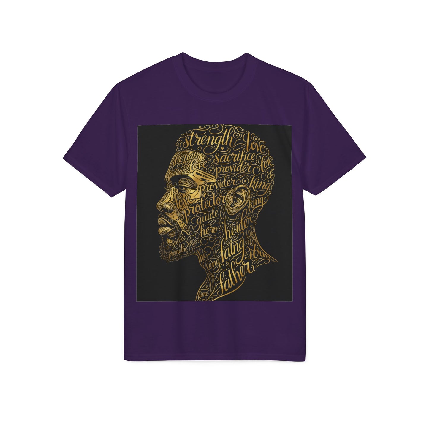 Gold Script Profile T-Shirt — Inspirational Typographic Portrait