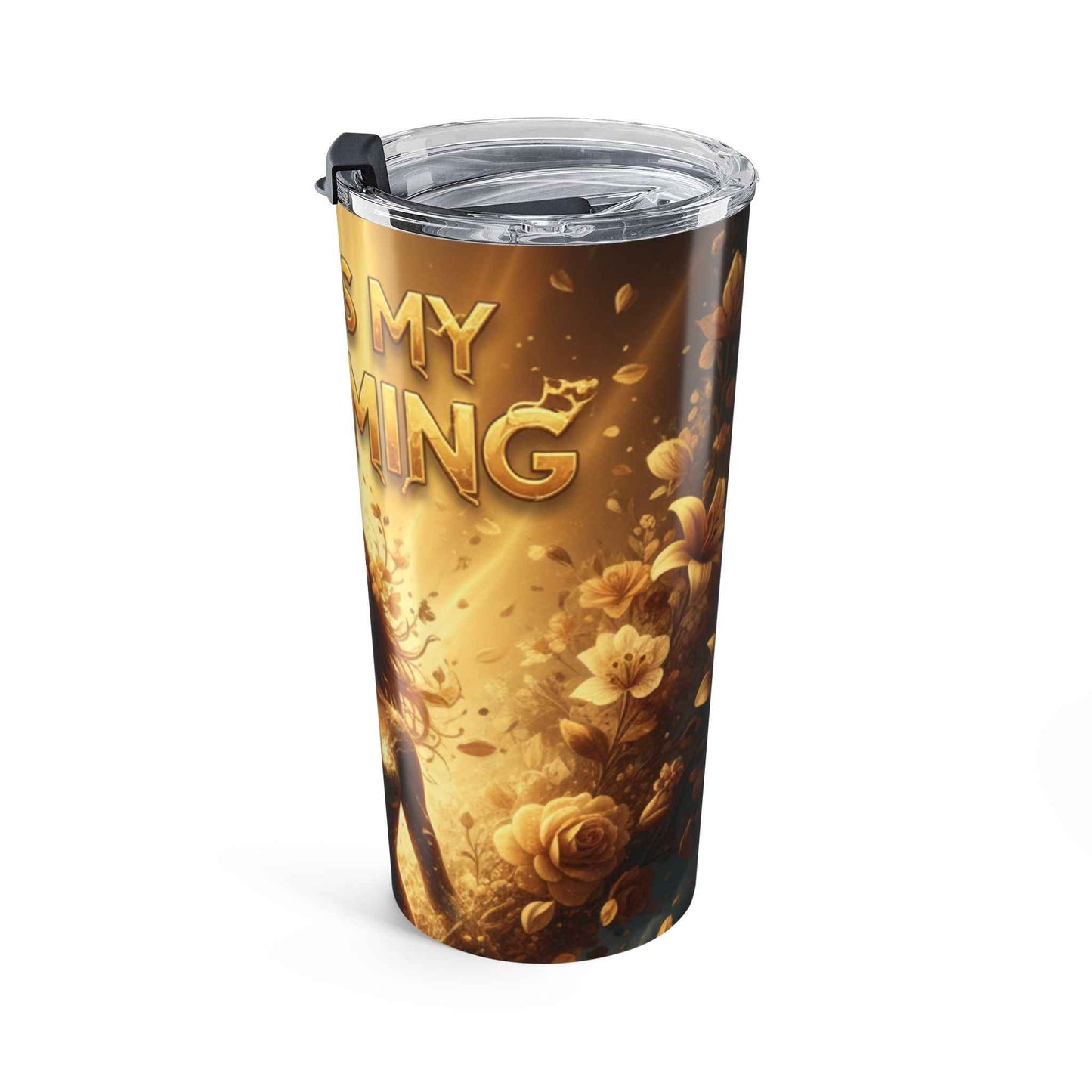 20oz Inspirational Tumbler — "This Is My Becoming" Gold Floral Design