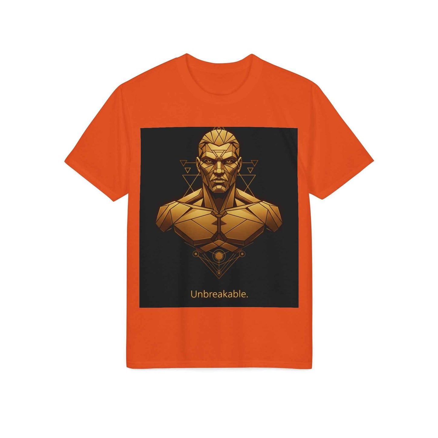 Unbreakable Geometric Warrior T-Shirt — Bold Gold Bust Graphic