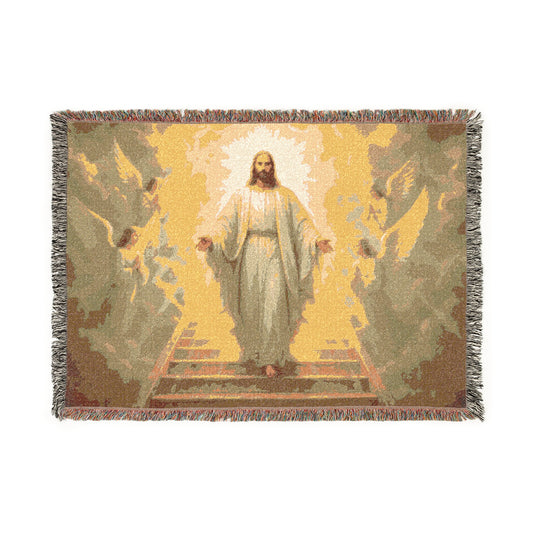 Spiritual Woven Blanket, Cozy Home Decor, Christian Gift, Church Service Blanket, Inspirational Throw for Religion and Faith