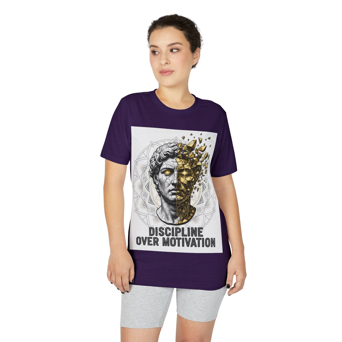Discipline Over Motivation T-Shirt — Stoic Statue Fitness Tee
