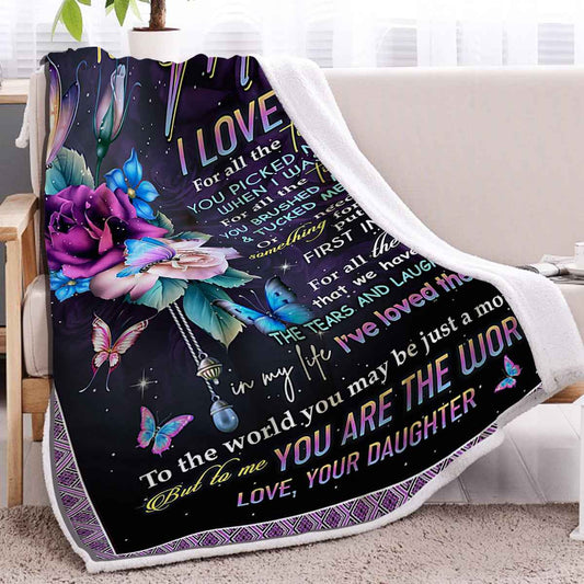 1 Pc Of High Weight Soft And Warm Simple Butterfly Love Flower Mother Theme Lamb Wool Blanket, Versatile Sofa, Good Companion, Office Nap Blanket, Also Suitable For Camping