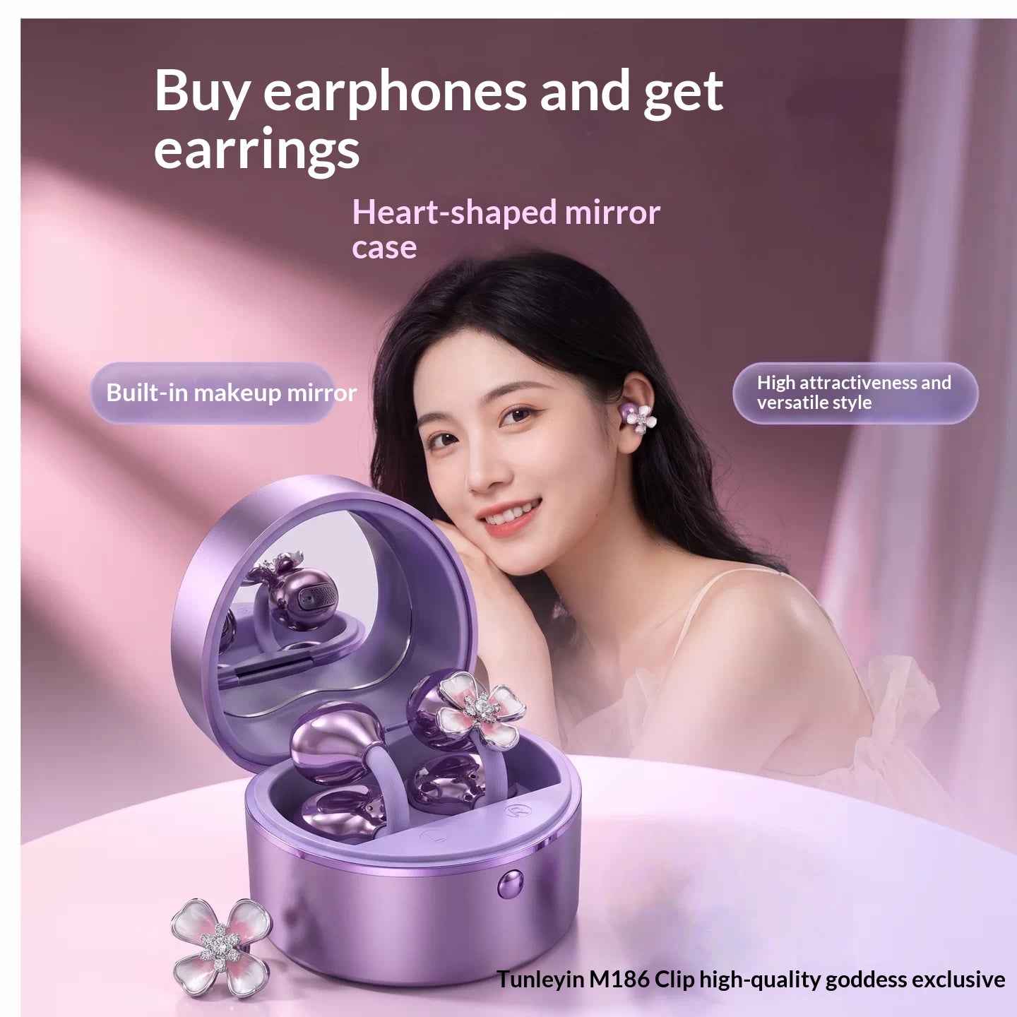 Heart-shaped Mirror-style High-quality In-ear Bluetooth Headphones