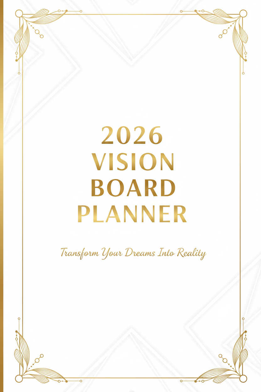 2026 Vision Board Planner - Digital Download | Gold Minimalist Goal Setting Kit