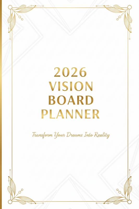 2026 Vision Board Planner - Digital Download | Gold Minimalist Goal Setting Kit