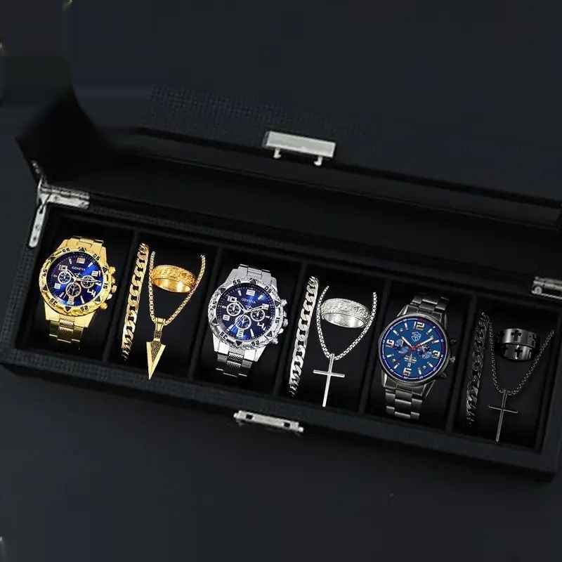 12-set Men's Watches  Fashionable Multi-color Assortment Of Quartz Men's Watches