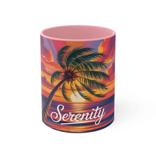 Serenity Sunset Accent Mug | Tropical Coffee Cup, Relaxation Gift, Beach Lover's Mug, Summer Decor, Gift for Her