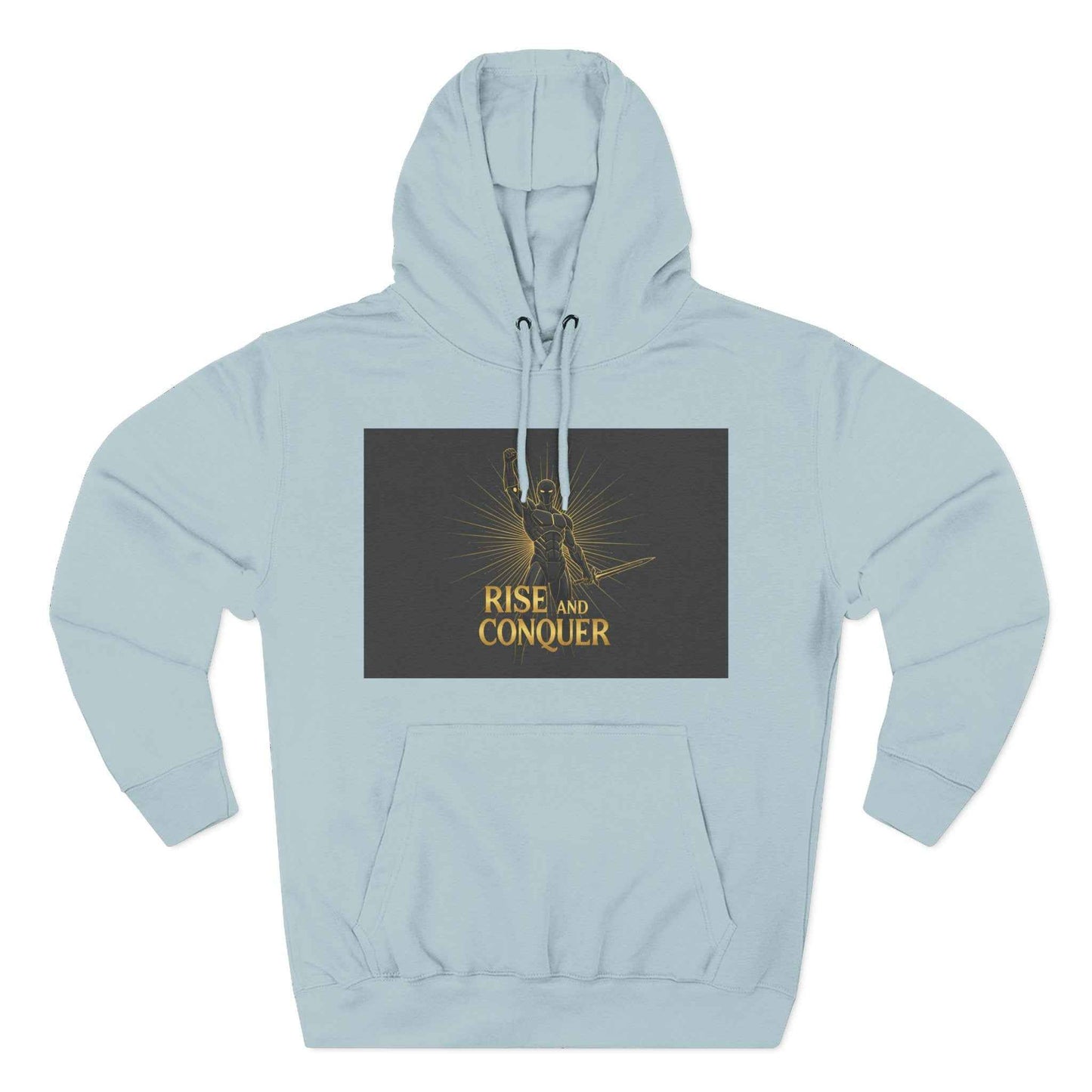 Rise and Conquer Hoodie — Motivational Graphic Fleece Pullover