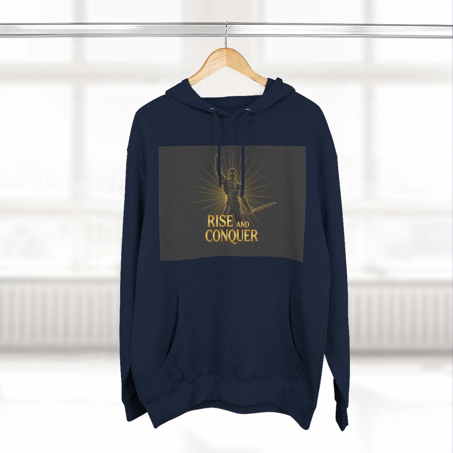Rise and Conquer Hoodie — Motivational Graphic Fleece Pullover