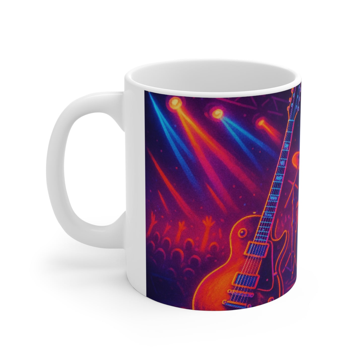 Electric Vibes Guitar Mug, Music Lover Gift, Concert Coffee Cup, Rock Star Memento, Band Merchandise, Unique Musician Present  Digital Art