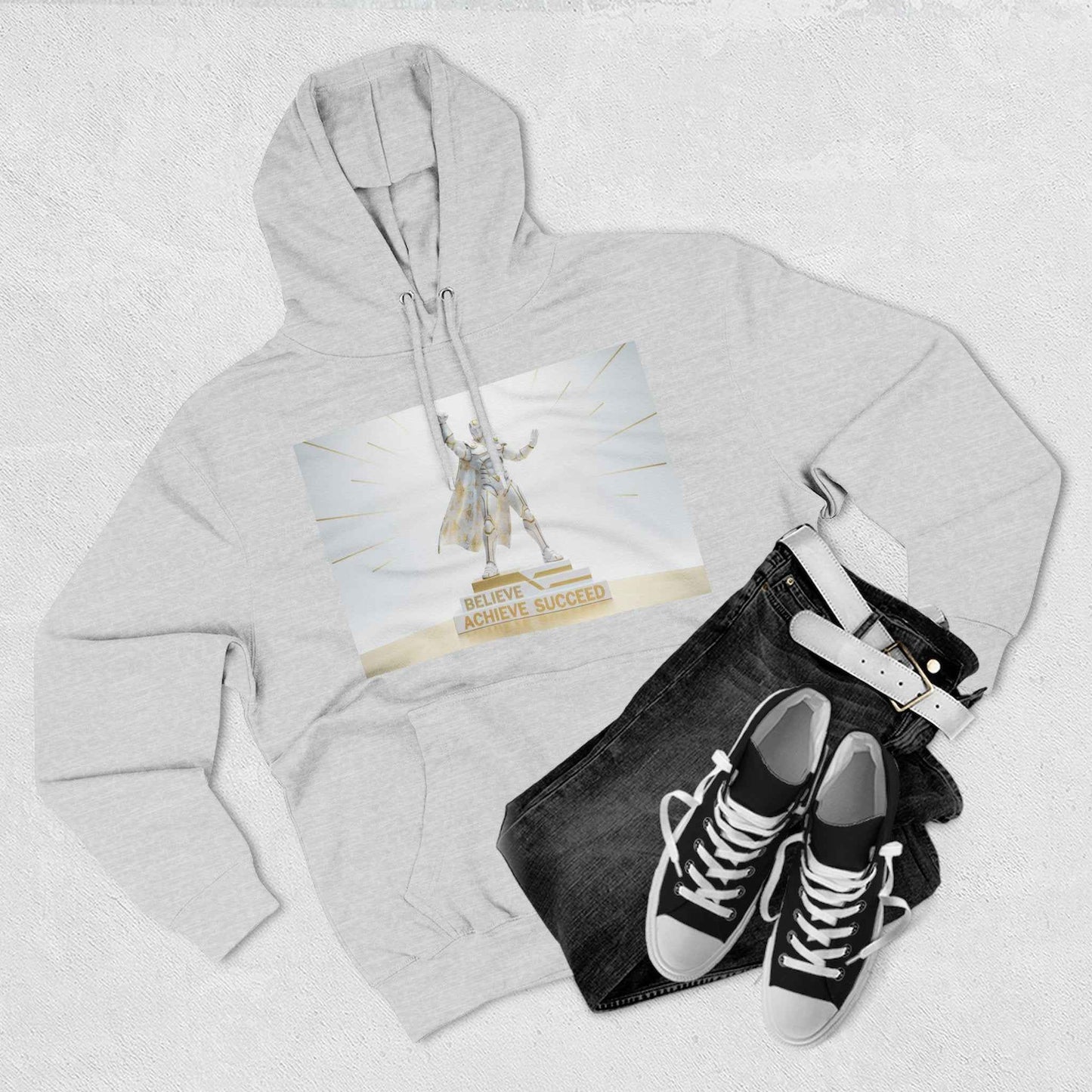 Believe in Success Hoodie — Motivational Angel Graphic Fleece Pullover