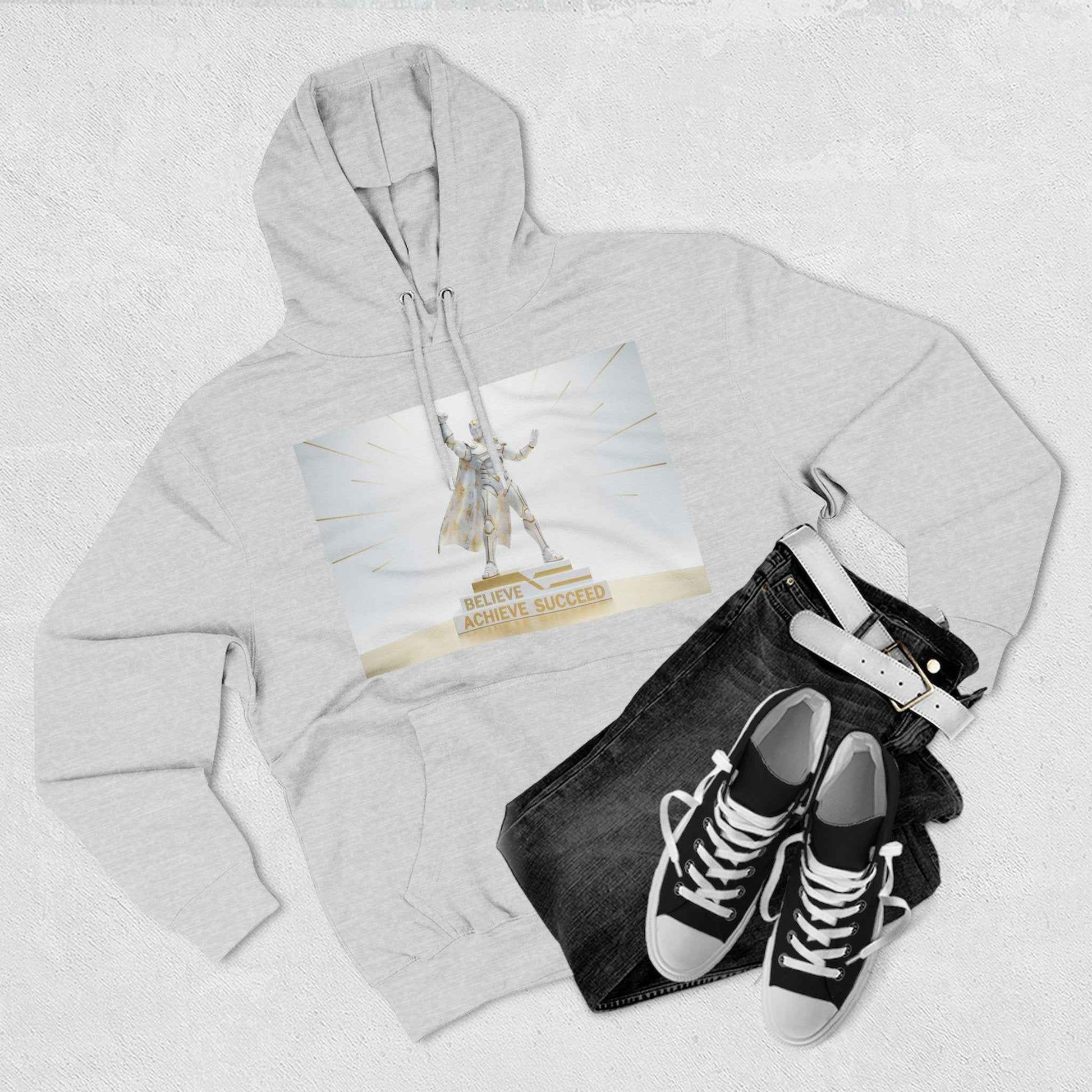 Believe in Success Hoodie — Motivational Angel Graphic Fleece Pullover