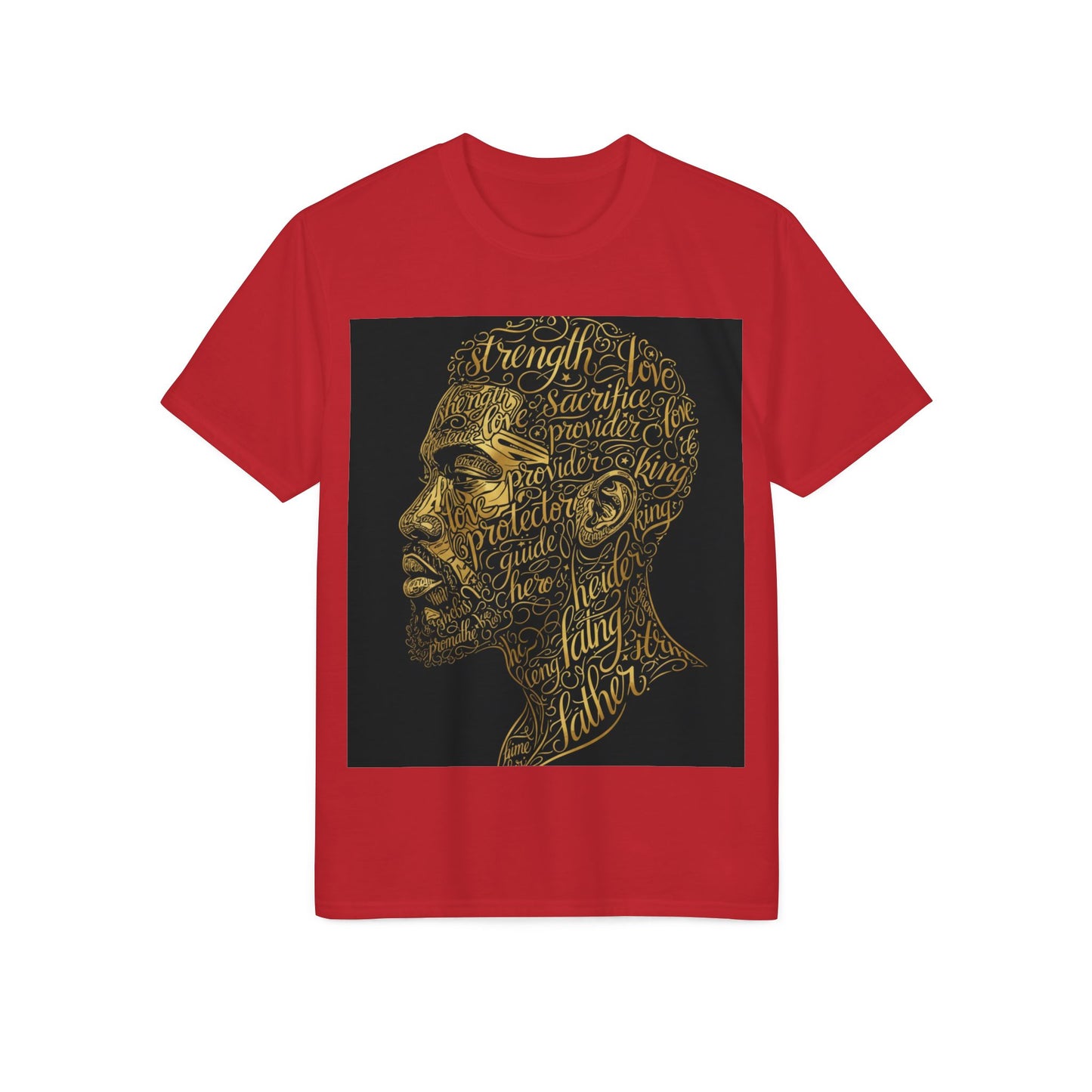 Gold Script Profile T-Shirt — Inspirational Typographic Portrait