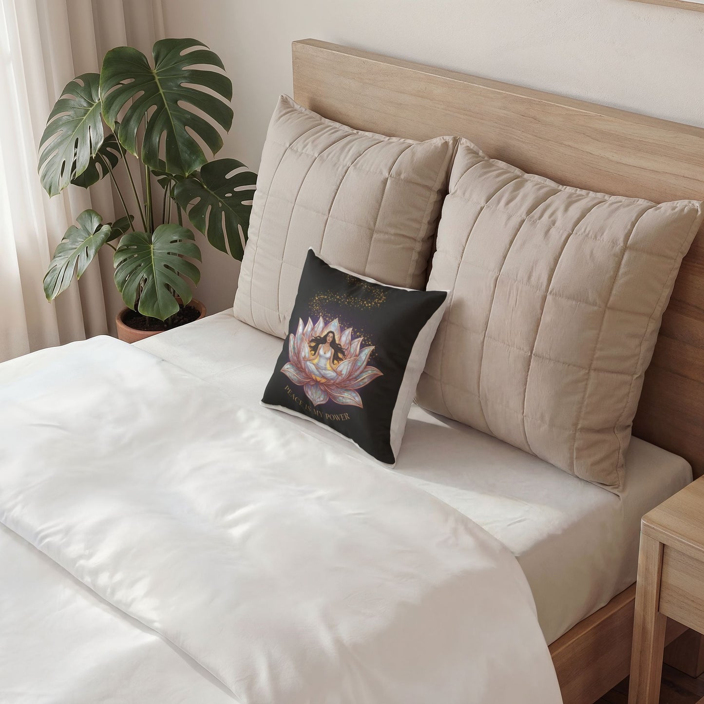 Meditation Lotus Pillow — 'Peace Is My Power' Velvet Accent Pillow