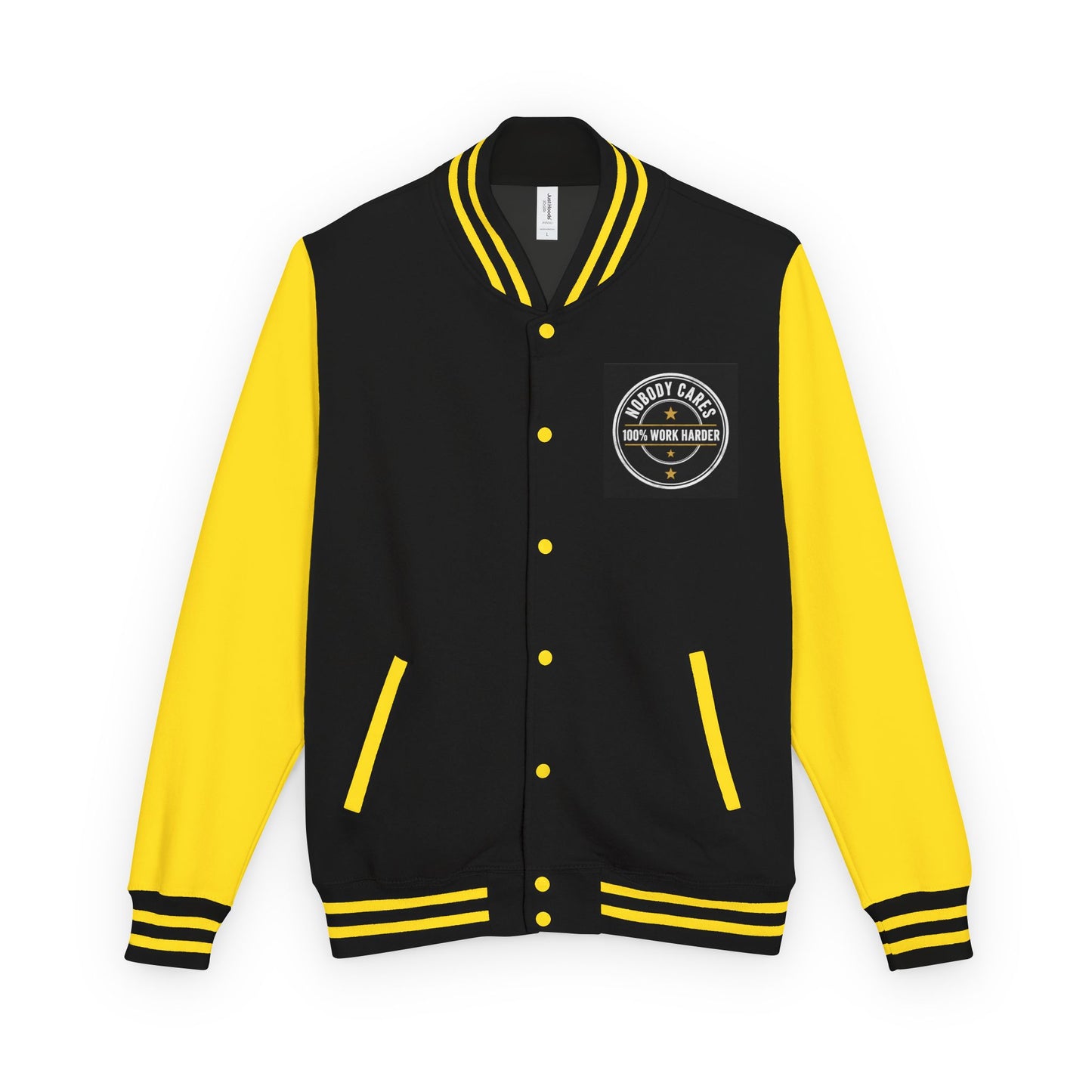 Letterman Jacket — "Nobody Cares, 100% Work Harder" Motivational Varsity Coat