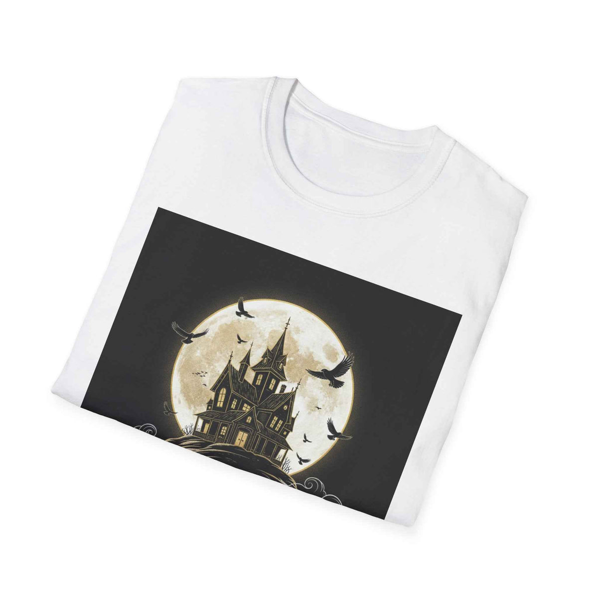 Haunted Harvest T-Shirt — Spooky Castle Moon Halloween Tee
