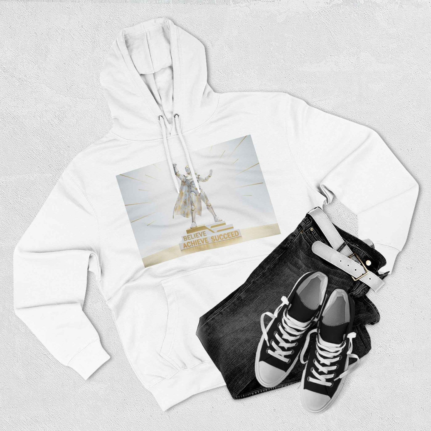 Believe in Success Hoodie — Motivational Angel Graphic Fleece Pullover