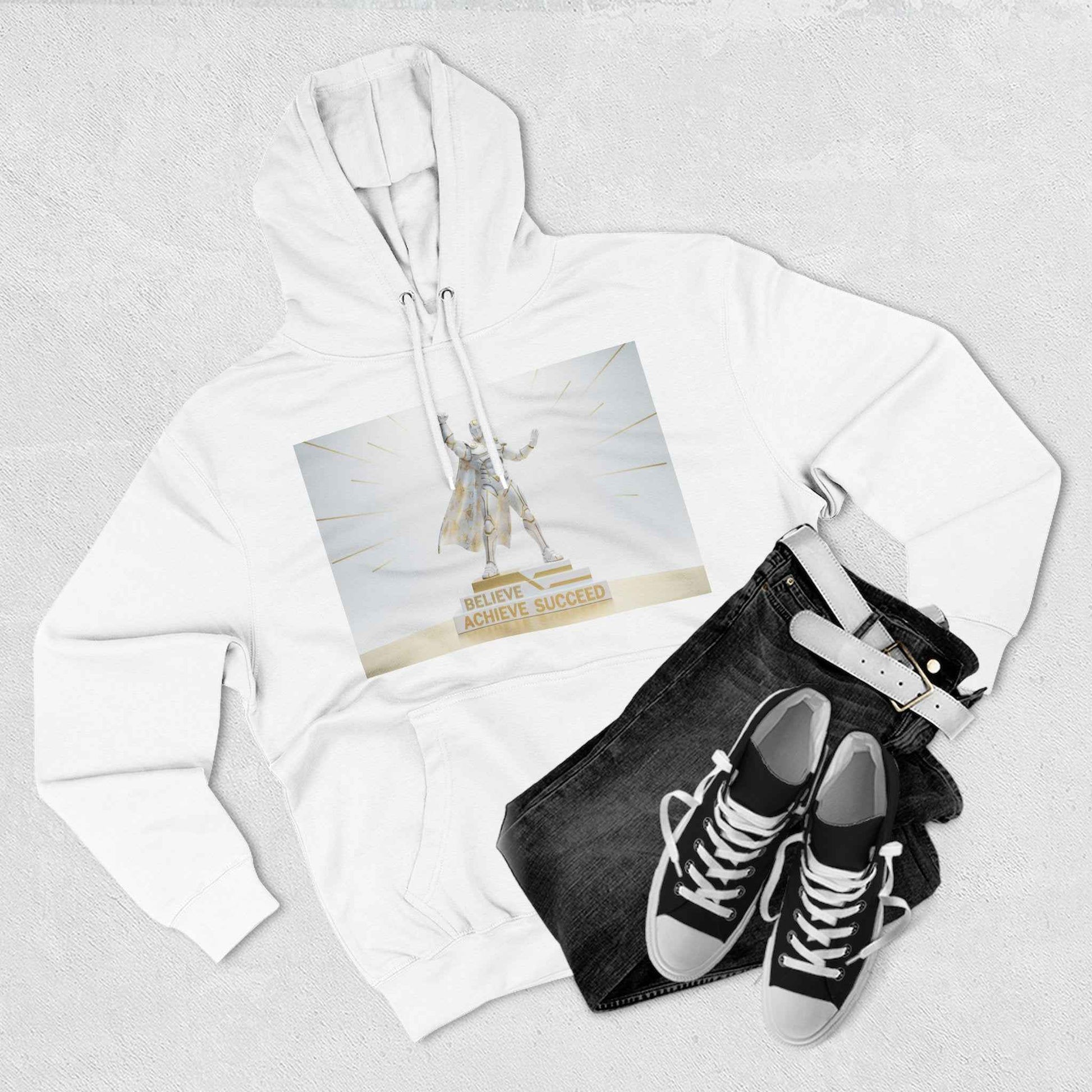Believe in Success Hoodie — Motivational Angel Graphic Fleece Pullover