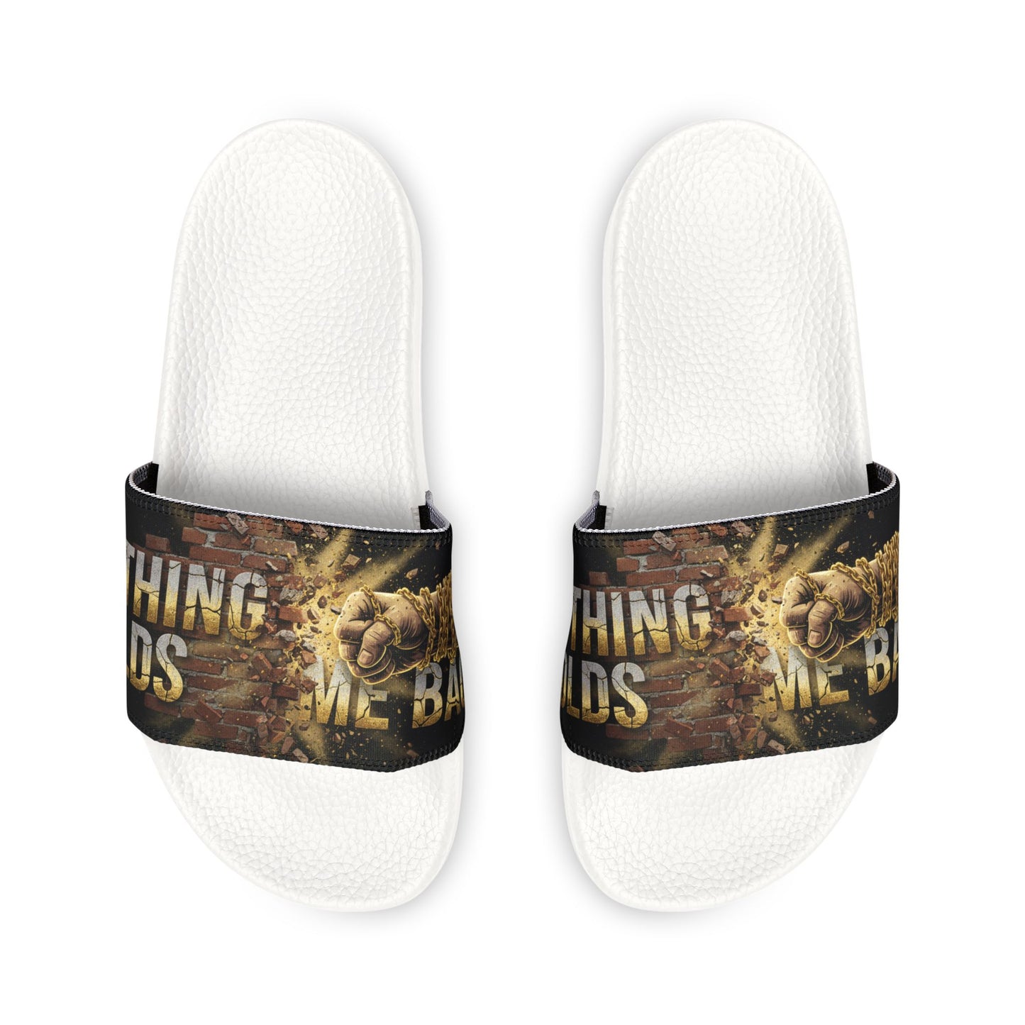 Removable-Strap Slide Sandals — Grunge Graphic Men's Pool Slides