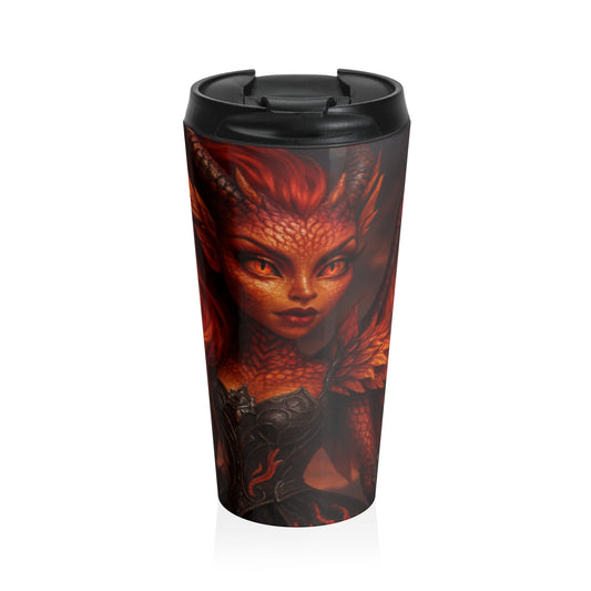 Fiery Fantasy Travel Mug, Perfect for Coffee Lovers, Unique Art Gift, Hot Beverage Cup, Ideal for Adventures, Travel Essentials