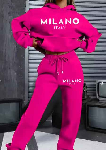 Women's Fashion Printed Hoodie Suit