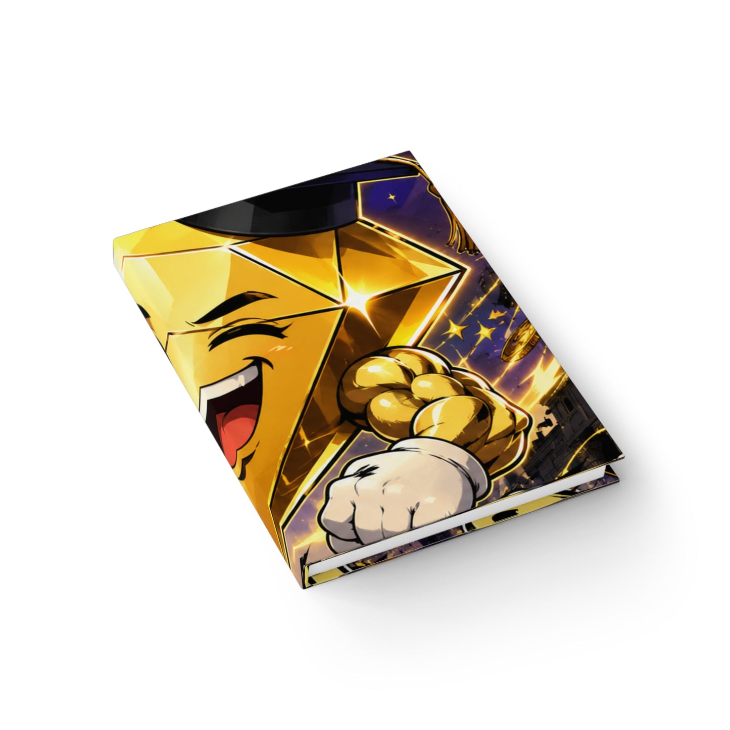 Crypto Mascot Gold Journal — Ruled Lined Notebook with Energetic Gem Character