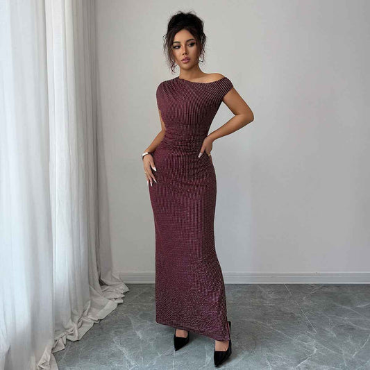 Womens Solid-Color Fashion Bodycon Dress