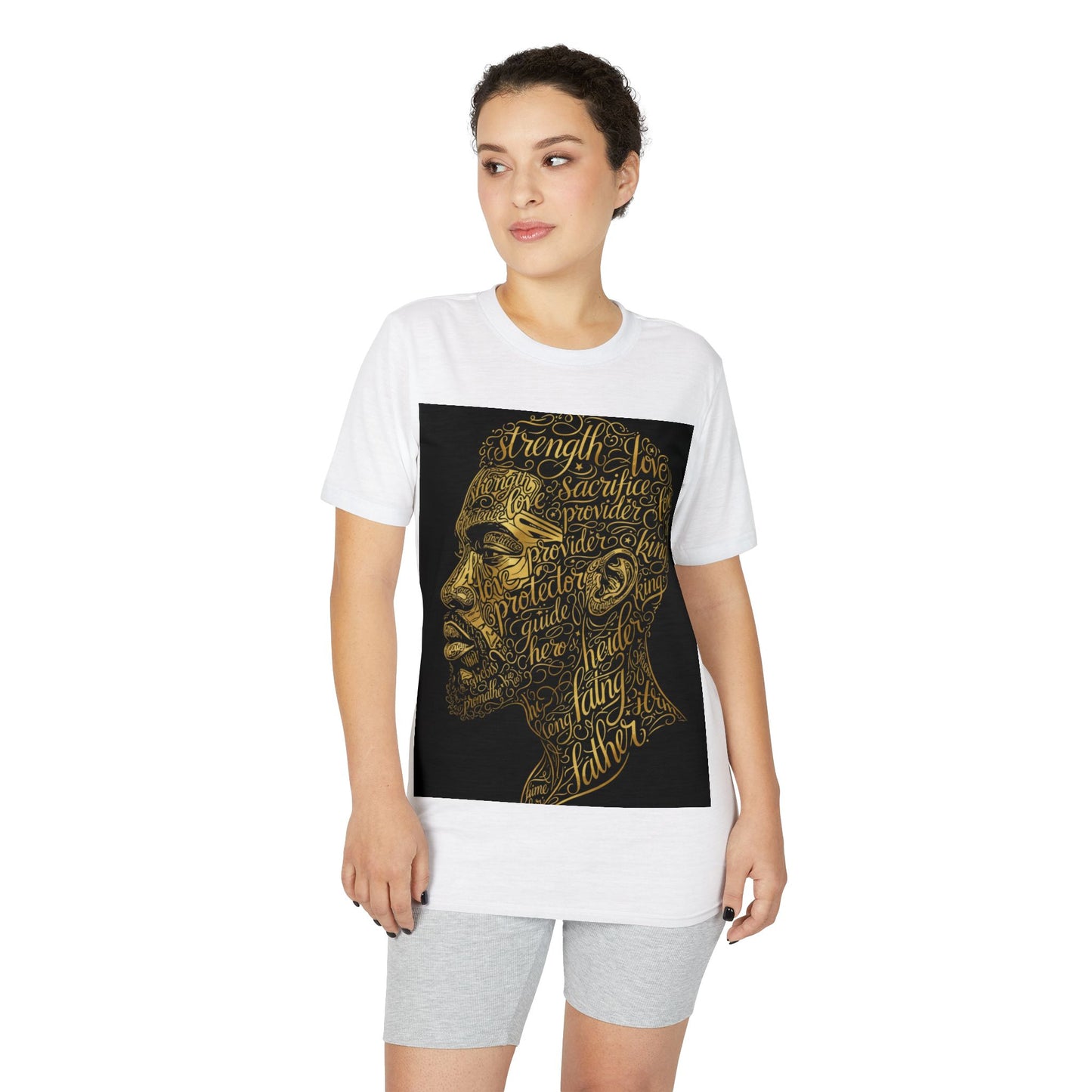 Gold Script Profile T-Shirt — Inspirational Typographic Portrait
