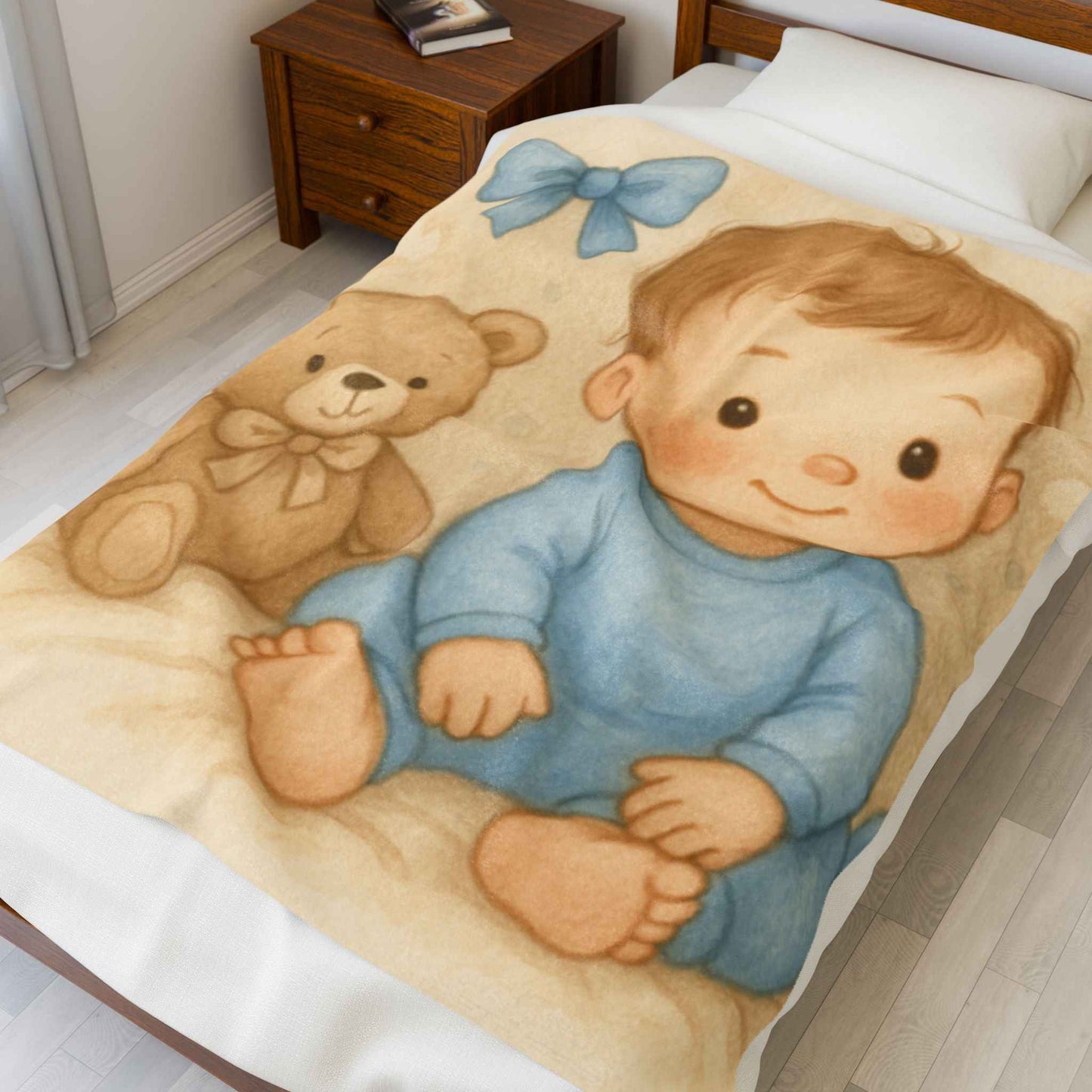 Cozy Baby Velveteen Plush Blanket for Nursery, Soft Infant Throw for Baby Showers, Toddler Gift, Cute Kids Decor, Plush Blanket with Animals