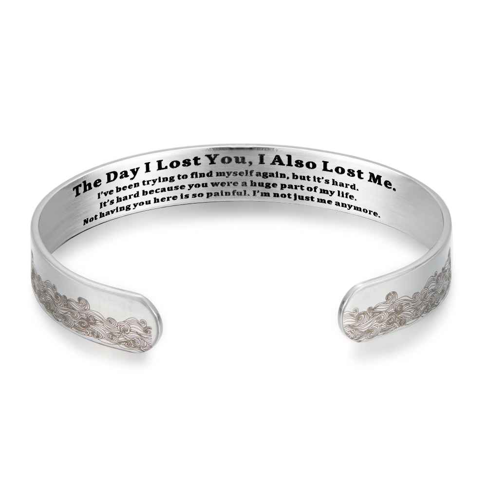 Engraved Inspiration Message Waves Cuff Bangle Stainless Steel Bracelet