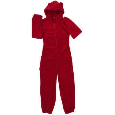 Fleece-lined Thickened Furry Jumpsuit Hooded Pajamas