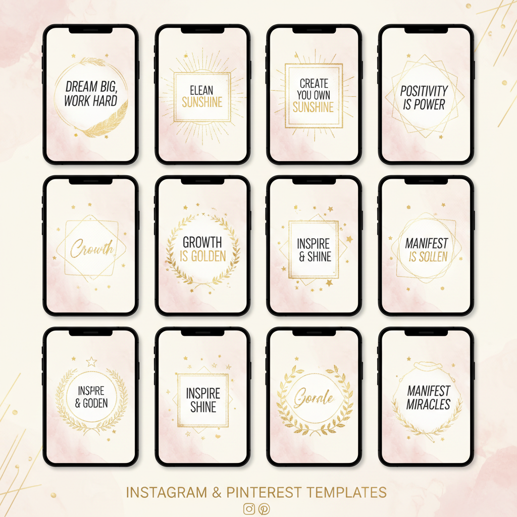 Instagram & Pinterest Templates - 50 Motivational Quote Graphics